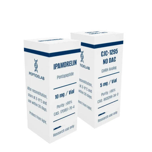 Ipamorelin & CJC-1295 (Mod GRF 1-29) Research Stack. Advanced Dual Pathway GH Secretagogue Combination | High-Purity Peptides | Peptides Ireland