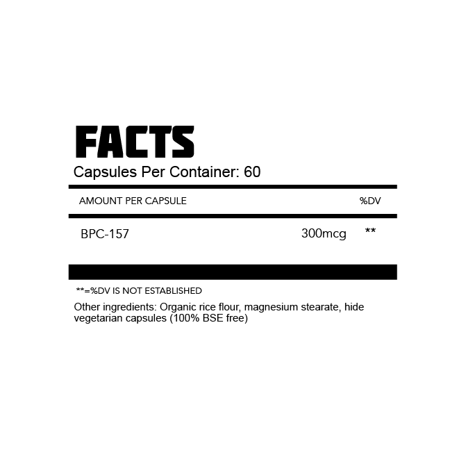 BPC-157 60 capsules 300mg Thoroughbred Labs supplement information